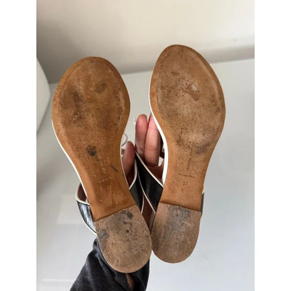 Tabitha Simmons 'Dara' Black/White Sandals, Sz 37 EU / 7 US - Picture 6 of 7